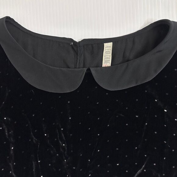 Alexa Chung X Madewell Black Velvet Dot Dress 10 NWT Twee Holidays Gothic Mod - Picture 10 of 14